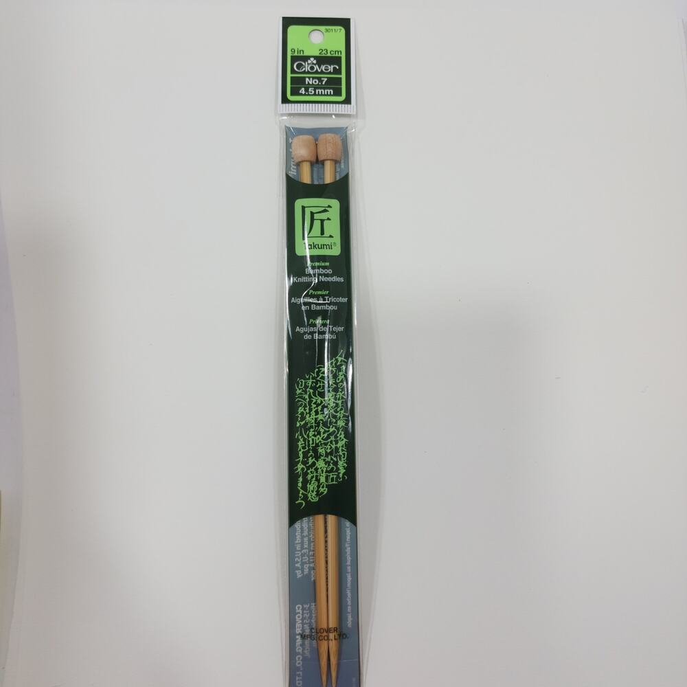Takumi Clover 9 inches 23 cm No. 7  4.5 mm Bamboo Knitting Needles New